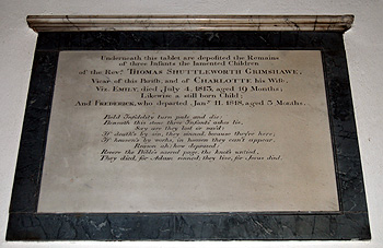 Memorial to the children of Thomas Grimshawe April 2012